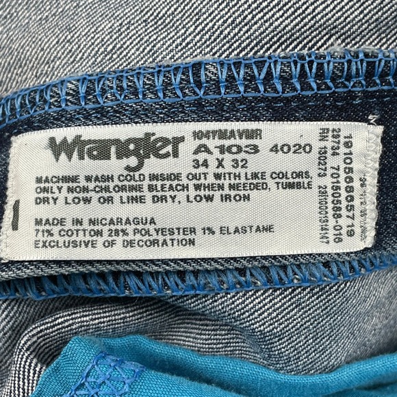 Wrangler Jeans Mens 34x32 Blue Cowboy Cut Premium Performance A103 Denim Pants - Picture 3 of 9